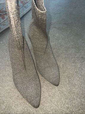 Vince Camuto Metallic Gold Knit Pointed-Toe Ankle Booties